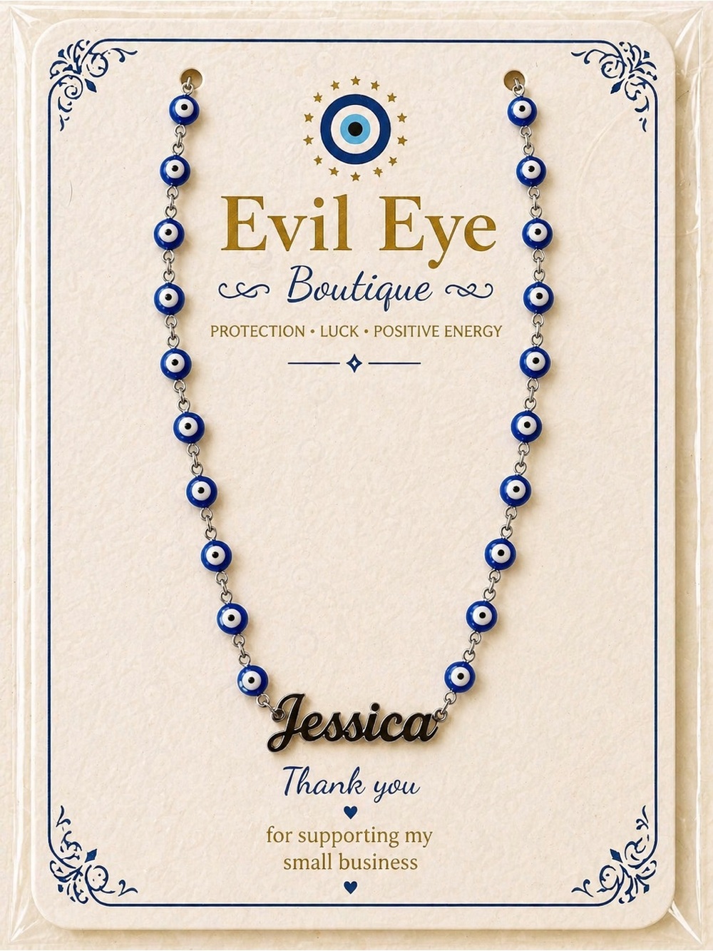 "Jessica" Personalized Blue Necklace